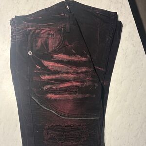 Earth Men's Black and Pink Relaxed Jeans